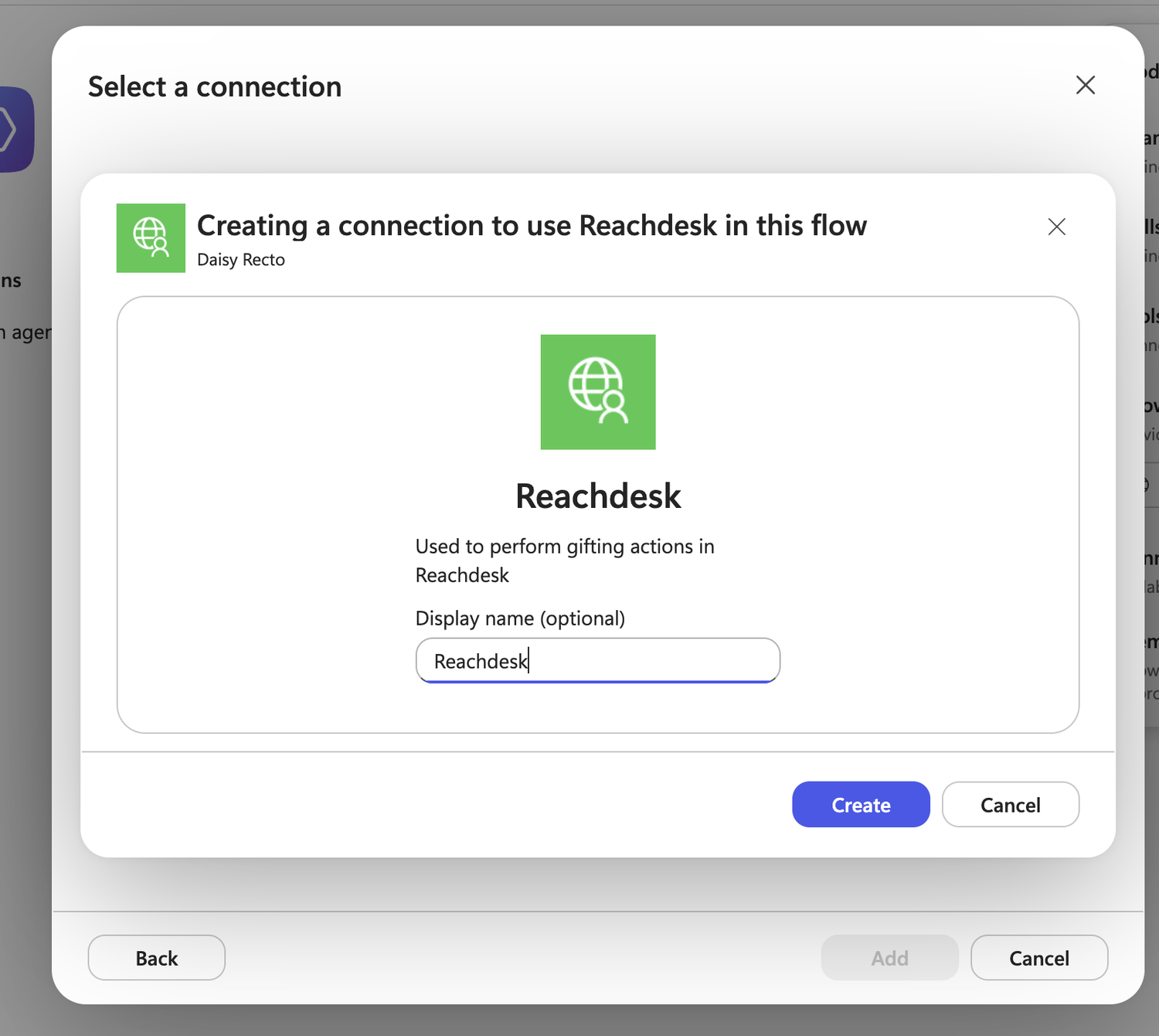 Creating a connection to use Reachdesk