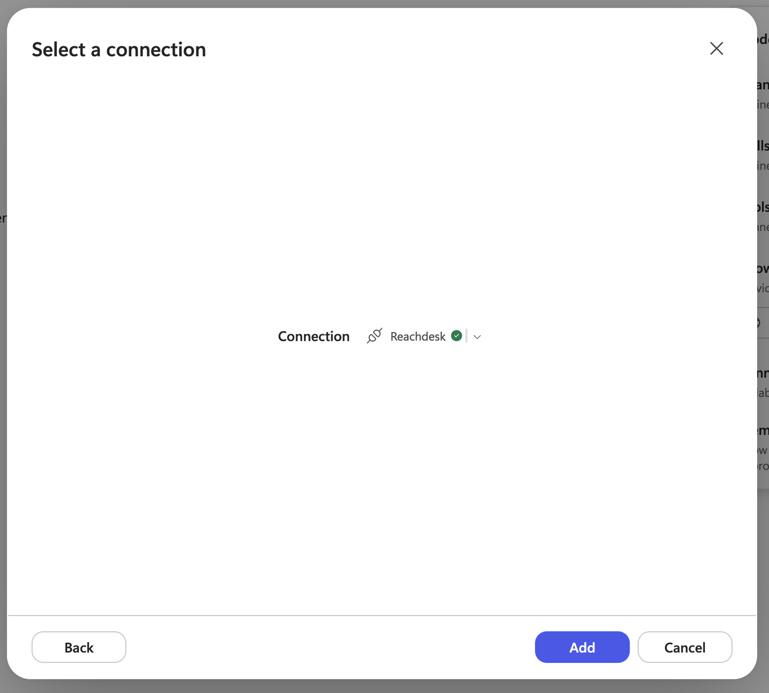 Select a connection, connected