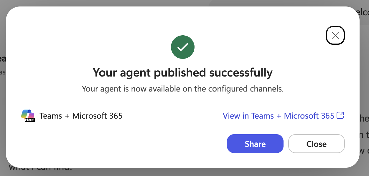 Your agent published successfully