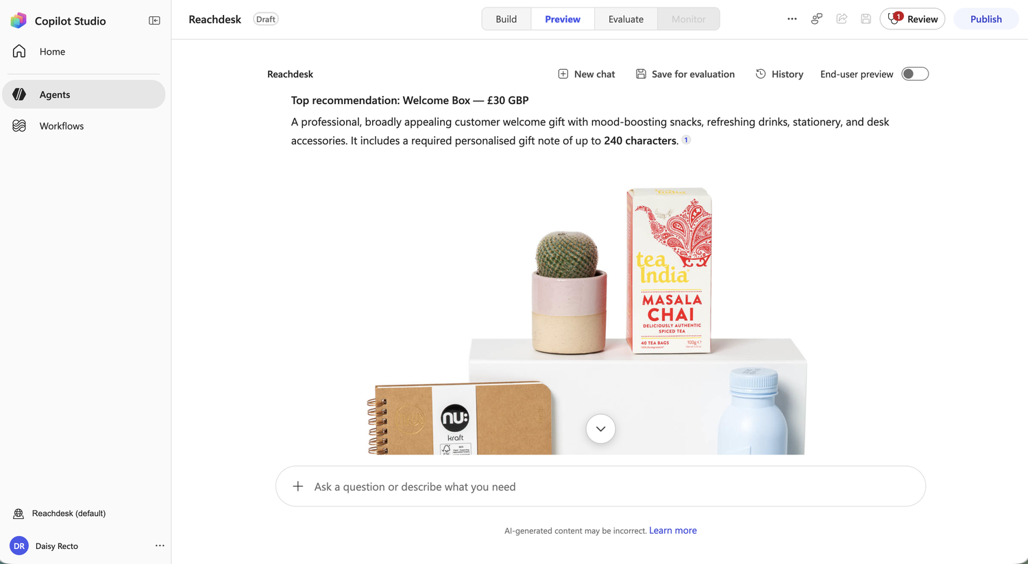Preview, gift recommendation