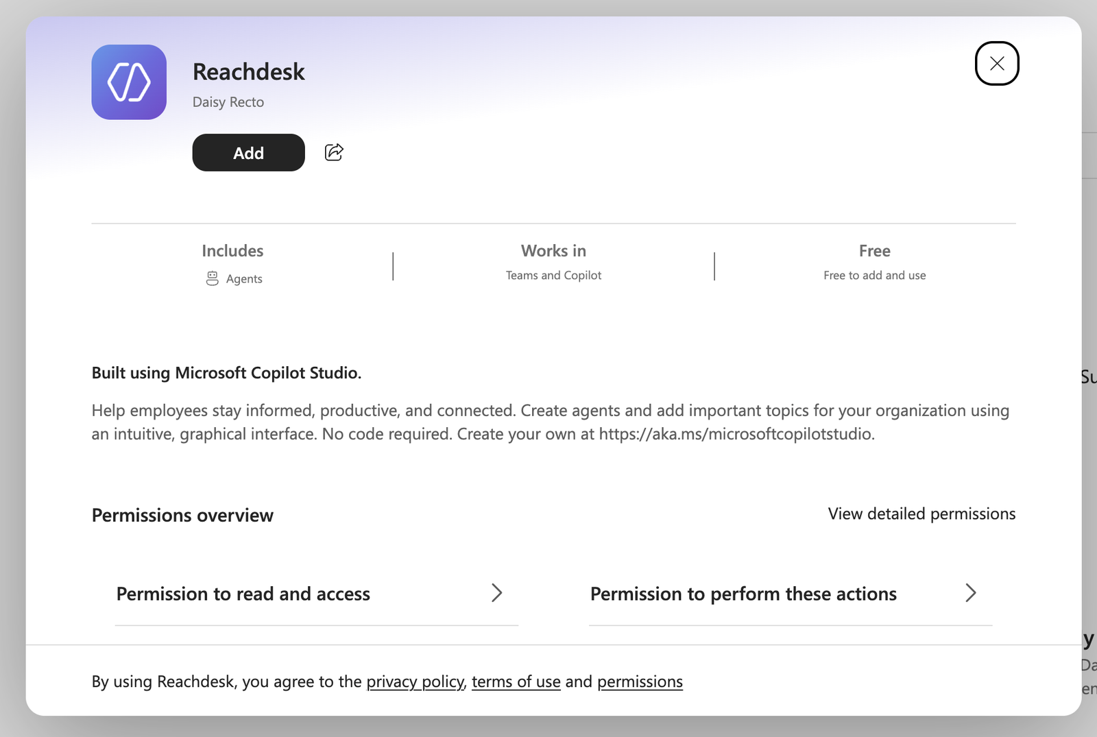 Reachdesk agent details page